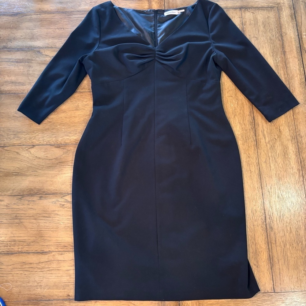 Calvin Klein Black Sheath Dress, size 12, CareerWear Professional LBD Office - Picture 14 of 14